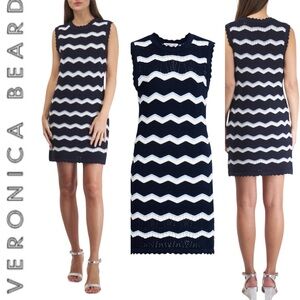 VERONICA BEARD Templeton • Navy & white chevron / zigzag stripe pattern SIZE XL